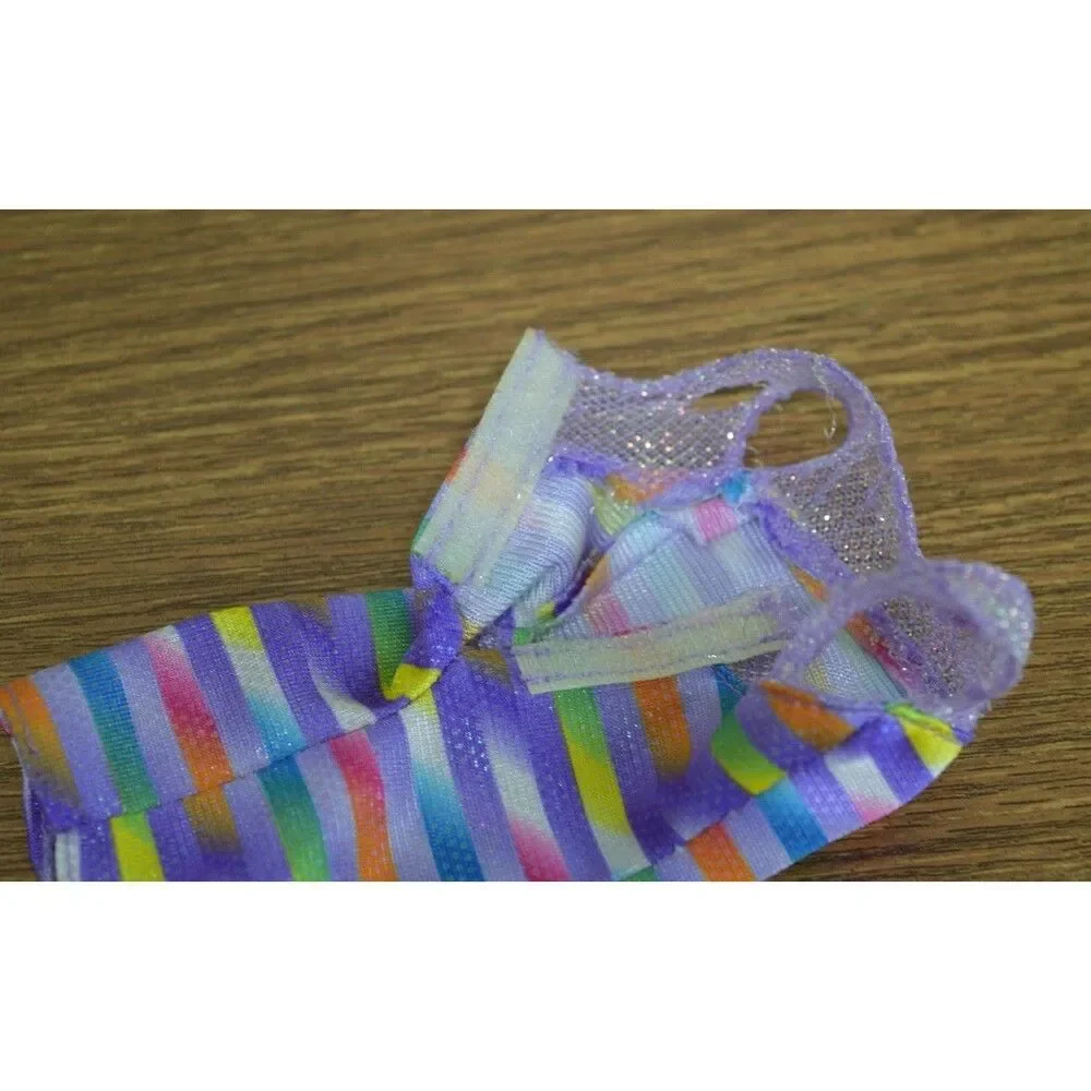 Barbie Bead Blast Doll Clothes Dress Rainbow Stripe Shimmer Purple Strapless